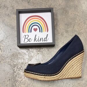 Navy Wedge Espadrille Shoes